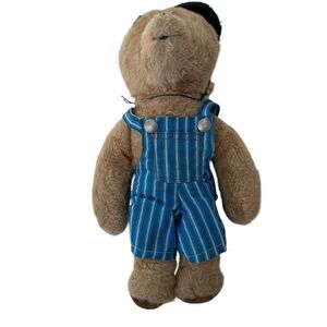 Original Vintage Paddington Bear by Eden toys Blue Train Conductor Overalls 1970